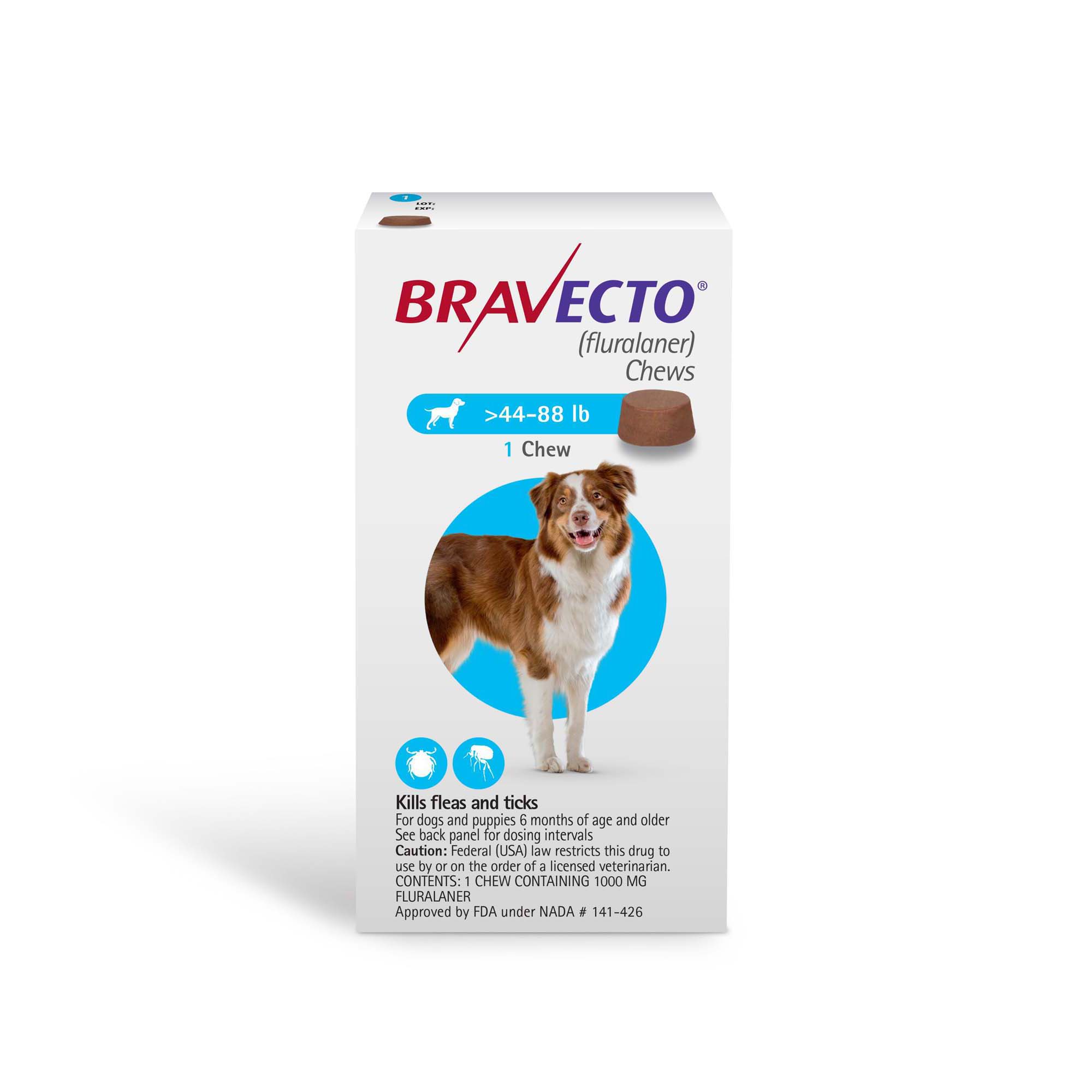 Bravecto Chews for Dogs, 44-88 lbs - 172pets.com