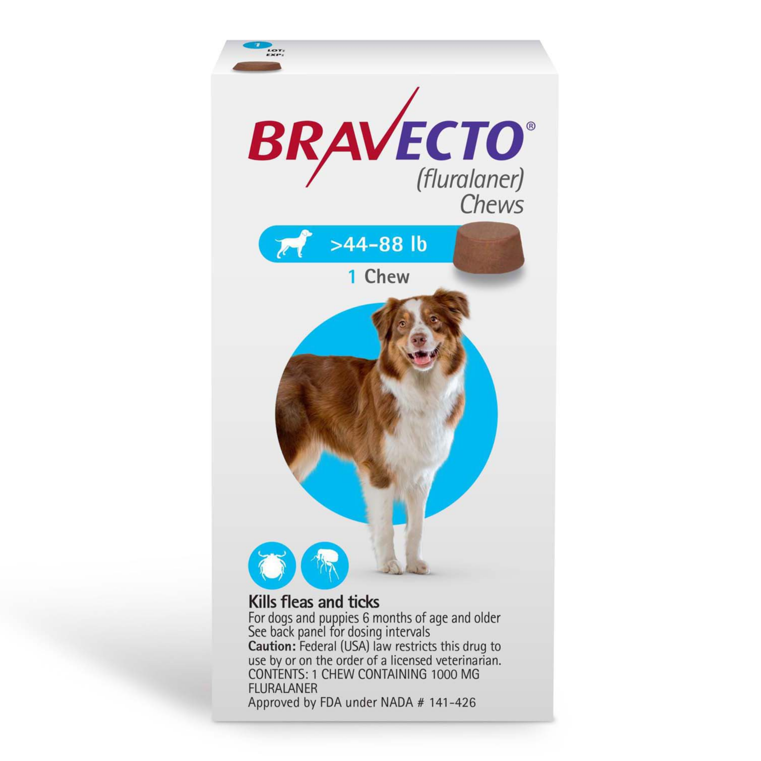 Bravecto Chews for Dogs, 44-88 lbs - 172pets.com