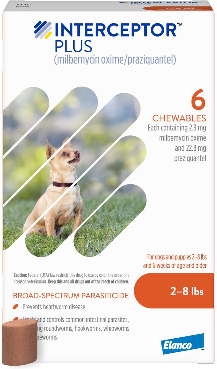 Interceptor Plus Chewable Tablets for Dogs, 2-8 lbs