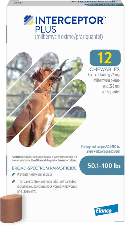 Interceptor Plus Chewable Tablets for Dogs, 50.1-100 lbs