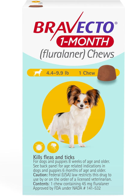 Bravecto 1-Month Chews for Dogs, 4.4-9.9 lbs