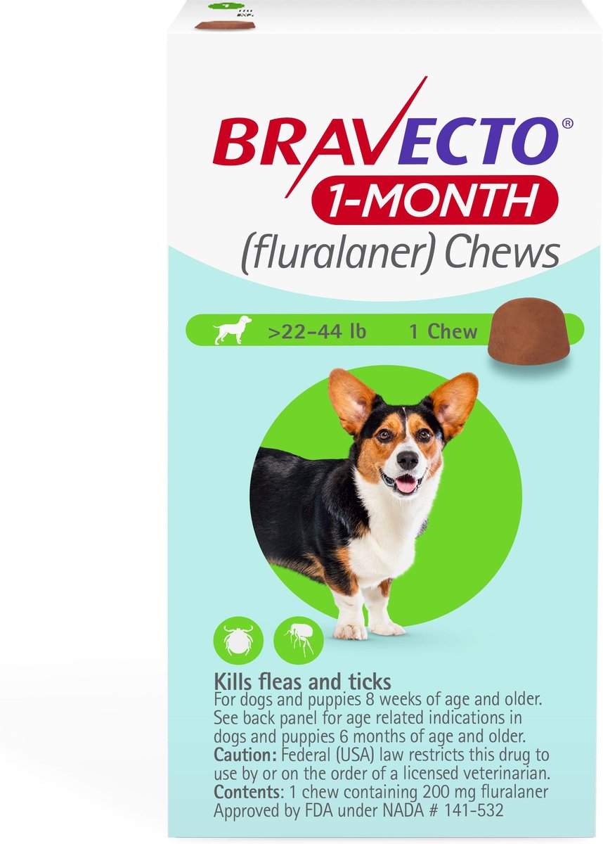 Bravecto 1-Month Chews for Dogs, 22-44lbs