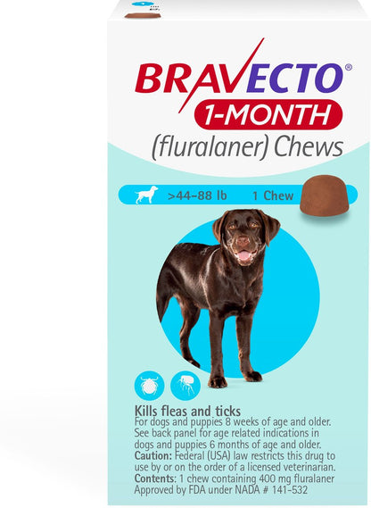 Bravecto 1-Month Chews for Dogs, 44-88lbs